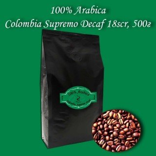 Кава зернова Arabica Colombia Supremo Decaf 18scr (Арабіка Колумбія Супремо Декаф) 500г.  БЕЗКОШТОВНА ДОСТАВКА від 1кг!